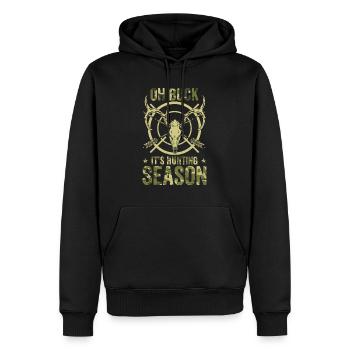 Saison de chasse Bois d’époque Chasse à la faune - Sweat à capuche Premium bio Homme - noir - Devant - Nico (187cm)