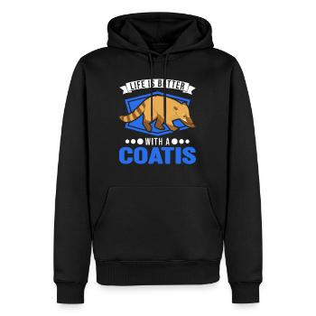 Life is better with a coati - Men’s Premium Organic Hoodie - black - Front - Nico (187cm)