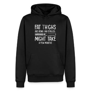 Uninstalling Fat Thighs Fitness Enthusiast - Men’s Premium Organic Hoodie - black - Front - Nico (187cm)