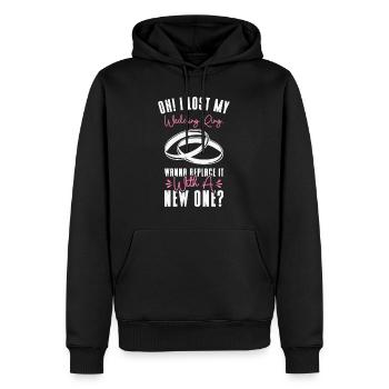 Lignes de ramassage d’alliances de couple - Sweat à capuche Premium bio Homme - noir - Devant - Nico (187cm)