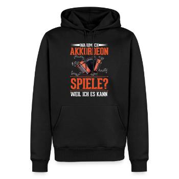 Warum ich Akkordeon spiele? Weil ich es kann - Männer Premium Bio Hoodie - Schwarz - Vorne - Nico (187cm)