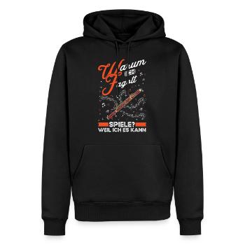 Warum ich Fagott spiele? Weil ich es kann - Männer Premium Bio Hoodie - Schwarz - Vorne - Nico (187cm)
