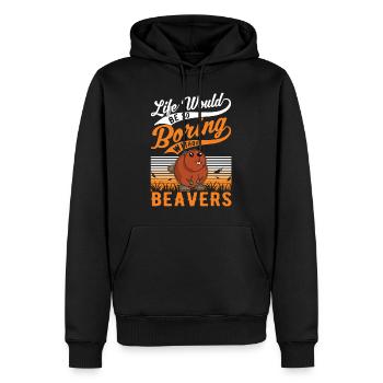 Biber Geschenk Biberdamm - Männer Premium Bio Hoodie - Schwarz - Vorne - Nico (187cm)