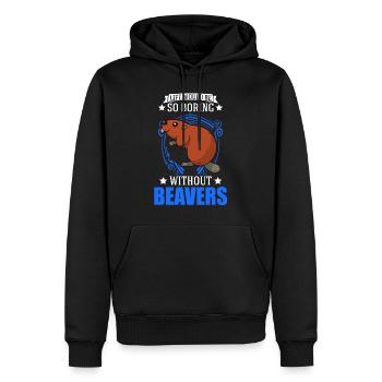 Biber Geschenk Biberdamm - Männer Premium Bio Hoodie - Schwarz - Vorne - Nico (187cm)