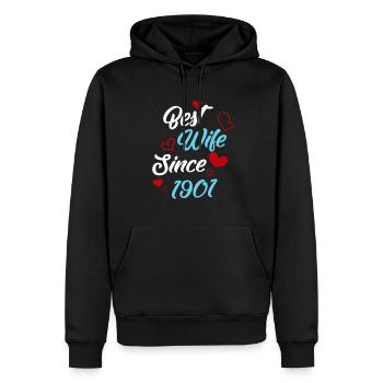 Anniversaire Meilleure épouse depuis 1901 Mariage - Sweat à capuche Premium bio Homme - noir - Devant - Nico (187cm)