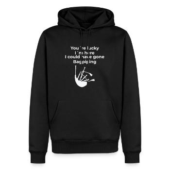 Drôle de joueur de cornemuse Joueur de cornemuse - Sweat à capuche Premium bio Homme - noir - Devant - Nico (187cm)