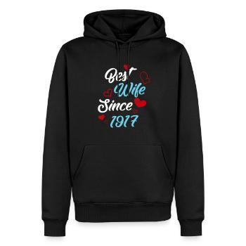 Anniversaire Meilleure épouse depuis 1917 Mariage - Sweat à capuche Premium bio Homme - noir - Devant - Nico (187cm)