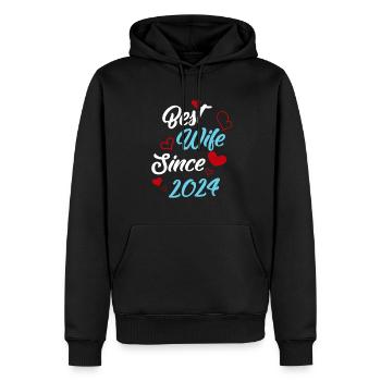 Anniversaire Meilleure épouse depuis 2024 Mariage - Sweat à capuche Premium bio Homme - noir - Devant - Nico (187cm)
