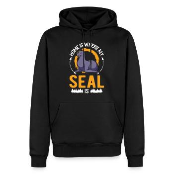 Zuhause ist wo meine Robbe ist Seehund Seelöwe - Männer Premium Bio Hoodie - Schwarz - Vorne - Nico (187cm)