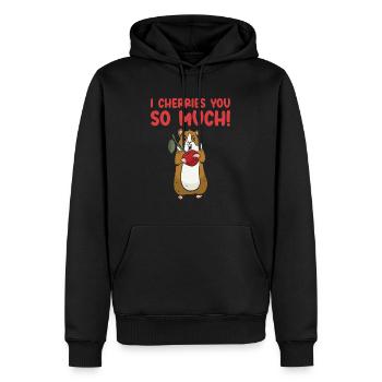 Mignon animal hamster cerise nourriture pour animaux de compagnie - Sweat à capuche Premium bio Homme - noir - Devant - Nico (187cm)