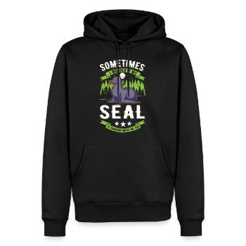 Cadeau de phoque Phoque Lion de mer - Sweat à capuche Premium bio Homme - noir - Devant - Nico (187cm)