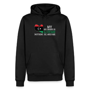 Nothing Scares Me Libyan Husband Libya - Men’s Premium Organic Hoodie - black - Front - Nico (187cm)