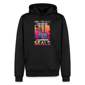 Cadeau de phoque Phoque Lion de mer - Sweat à capuche Premium bio Homme - noir - Devant - Nico (187cm)