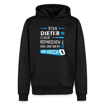 Lustiger Heimwerker und Handwerker Spruch Dieter - Männer Premium Bio Hoodie - Schwarz - Vorne - Nico (187cm)