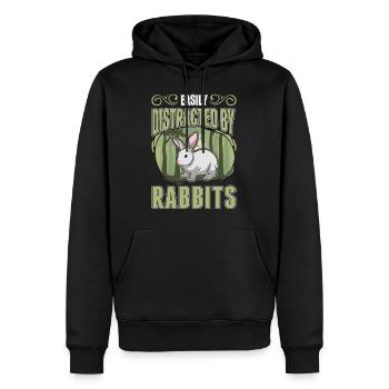 Facilement distrait par Rabbits Rabbit Rabbit - Sweat à capuche Premium bio Homme - noir - Devant - Nico (187cm)