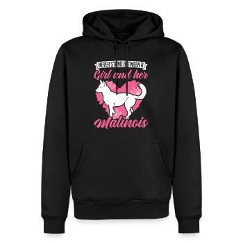 Malinois Fille Berger Belge - Sweat à capuche Premium bio Homme - noir - Devant - Nico (187cm)
