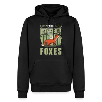 Easily distracted by Foxes Fuchs - Men’s Premium Organic Hoodie - black - Front - Nico (187cm)