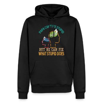 Papa ne peut pas fixer stupide mais il peut fixer - Sweat à capuche Premium bio Homme - noir - Devant - Nico (187cm)