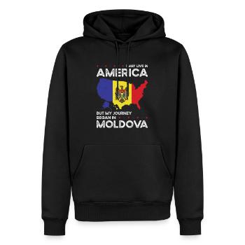 Né Moldavie Moldavie américaine Etats-Unis - Sweat à capuche Premium bio Homme - noir - Devant - Nico (187cm)