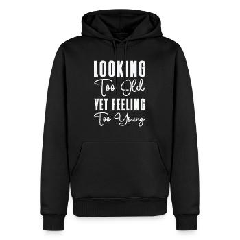 Jeunes Grands-parents Vintage Typographie Rétro Vieux - Sweat à capuche Premium bio Homme - noir - Devant - Nico (187cm)