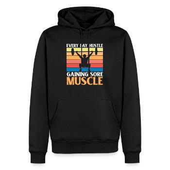 Muskelkater Hustle Body Builder Fitness Workout - Männer Premium Bio Hoodie - Schwarz - Vorne - Nico (187cm)