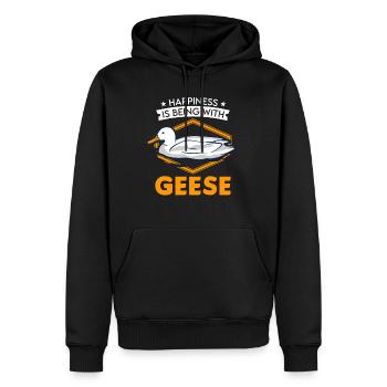 Oies Bonheur Amoureux de l’oie Éleveurs d’oies - Sweat à capuche Premium bio Homme - noir - Devant - Nico (187cm)