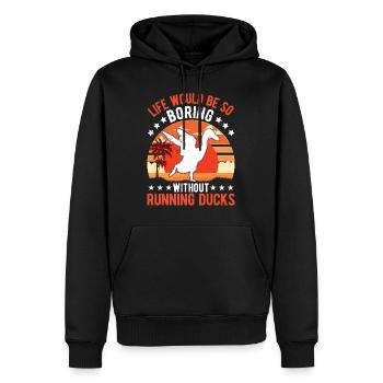 Indian Running Duck Gift Running Duck - Men’s Premium Organic Hoodie - black - Front - Nico (187cm)
