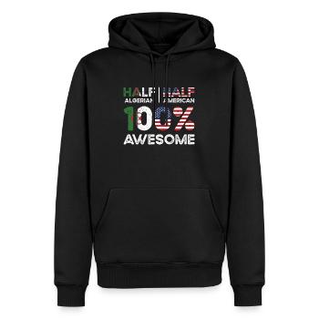 Moitié algérienne Algérie Etats-Unis - Sweat à capuche Premium bio Homme - noir - Devant - Nico (187cm)