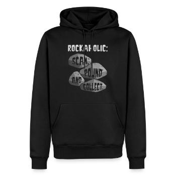 Roches Géologie Collectionneurs de roches Chasseurs de géodes - Sweat à capuche Premium bio Homme - noir - Devant - Nico (187cm)