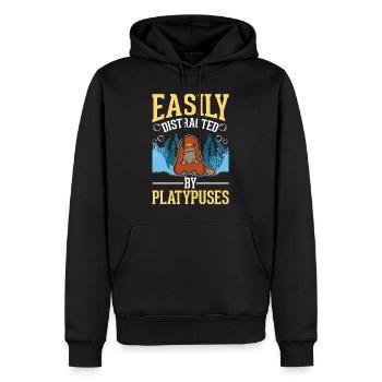 Easily distracted by Platypuses Platypus - Men’s Premium Organic Hoodie - black - Front - Nico (187cm)