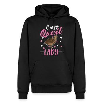 Crazy Quail Lady Quail Woman Quail Breeder - Men’s Premium Organic Hoodie - black - Front - Nico (187cm)