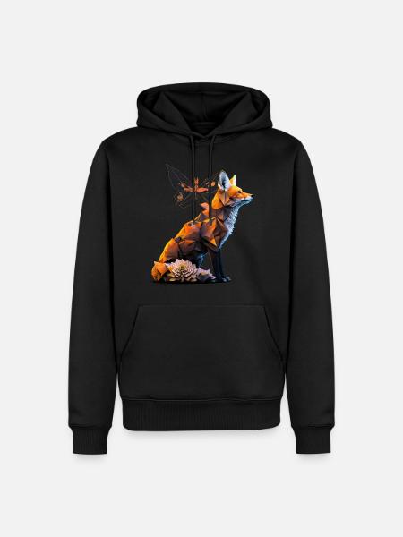 Fuchs Schmetterling Tiere Geschenk Kunst Tiermotiv - Männer Premium Bio Hoodie - Schwarz
