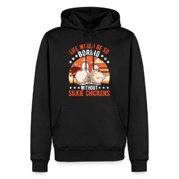 Silk Chicken Cadeau Silkie Chicken Silkie Chicken - Sweat à capuche Premium bio Homme - noir - Devant - Nico (187cm)