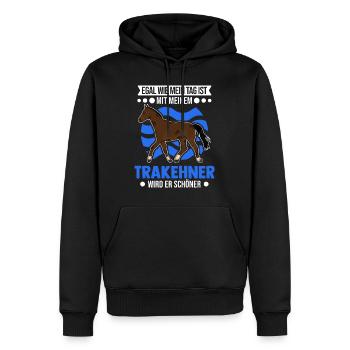 Trakehner Geschenk Trakehner Pferd - Männer Premium Bio Hoodie - Schwarz - Vorne - Nico (187cm)
