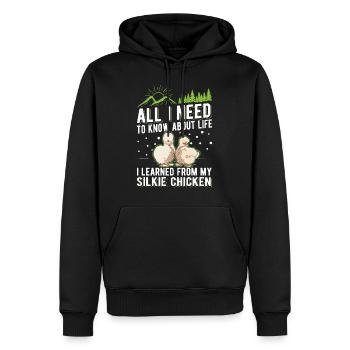 Silk Chicken Cadeau Silkie Chicken Silkie Chicken - Sweat à capuche Premium bio Homme - noir - Devant - Nico (187cm)