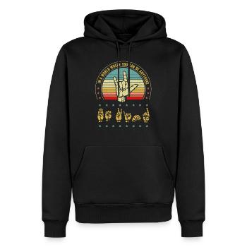 Amerikanische Gebärdensprache ASL Be Kind - Männer Premium Bio Hoodie - Schwarz - Vorne - Nico (187cm)