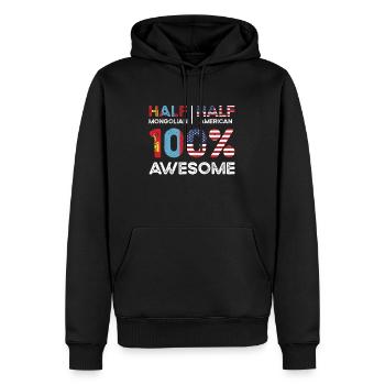 Né en Mongolie Mongolie Américains USA - Sweat à capuche Premium bio Homme - noir - Devant - Nico (187cm)