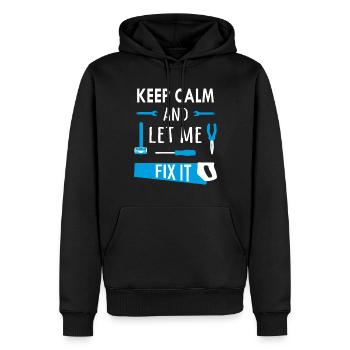 Keep calm and let me fix it - Men’s Premium Organic Hoodie - black - Front - Nico (187cm)