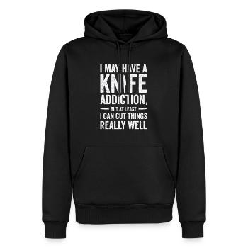 Couteaux collecteurs de couteaux - Sweat à capuche Premium bio Homme - noir - Devant - Nico (187cm)