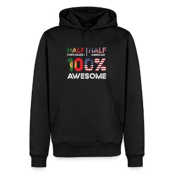 Né portugais Portugal États-Unis - Sweat à capuche Premium bio Homme - noir - Devant - Nico (187cm)