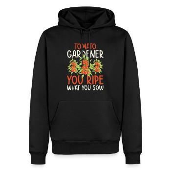 Tomate Jardinier Amoureux Drôle de Jardinier - Sweat à capuche Premium bio Homme - noir - Devant - Nico (187cm)