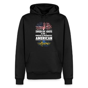 Né en Suède, Suède, Américain, États-Unis - Sweat à capuche Premium bio Homme - noir - Devant - Nico (187cm)