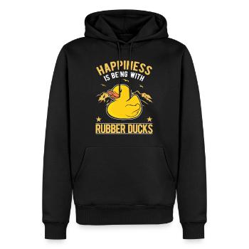 Squeaky Duck Happiness Bathing Duck Rubber Duck - Men’s Premium Organic Hoodie - black - Front - Nico (187cm)