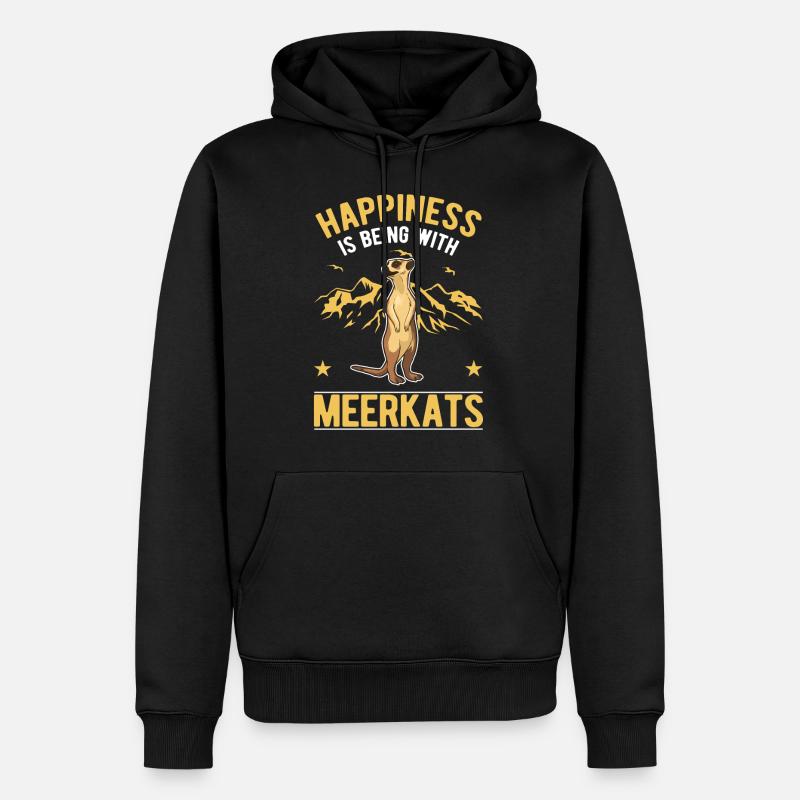 Erdmännchen Glück - Männer Premium Bio Hoodie - Schwarz