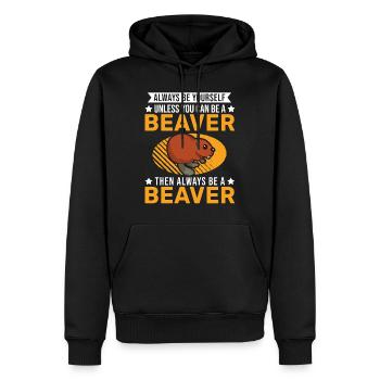 Soyez toujours vous-même Castor Castor Beaver Dam - Sweat à capuche Premium bio Homme - noir - Devant - Nico (187cm)