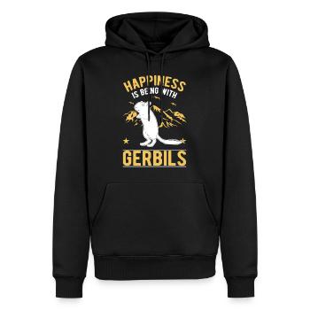 Gerbille Glück gerbille de rat de course - Sweat à capuche Premium bio Homme - noir - Devant - Nico (187cm)
