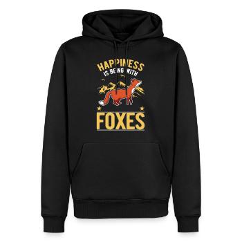 Happiness is being with Foxes Fuchs - Men’s Premium Organic Hoodie - black - Front - Nico (187cm)