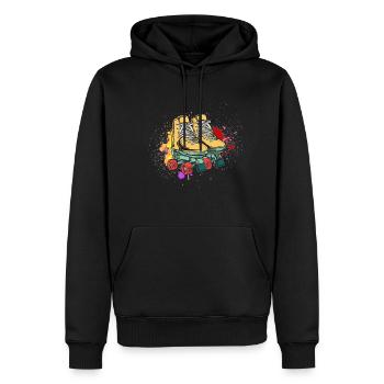 Patins à roulettes Patins à roues alignées Cadeau femme homme - Sweat à capuche Premium bio Homme - noir - Devant - Nico (187cm)