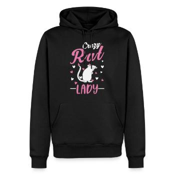 Crazy Rat lady Verrückte Ratten Frau - Männer Premium Bio Hoodie - Schwarz - Vorne - Nico (187cm)