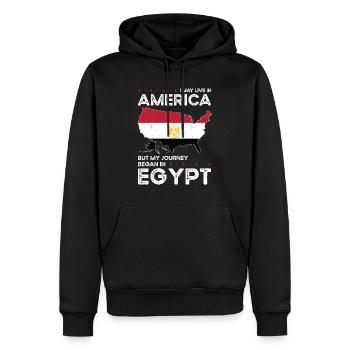 Né Egypte Egypte américaine USA - Sweat à capuche Premium bio Homme - noir - Devant - Nico (187cm)